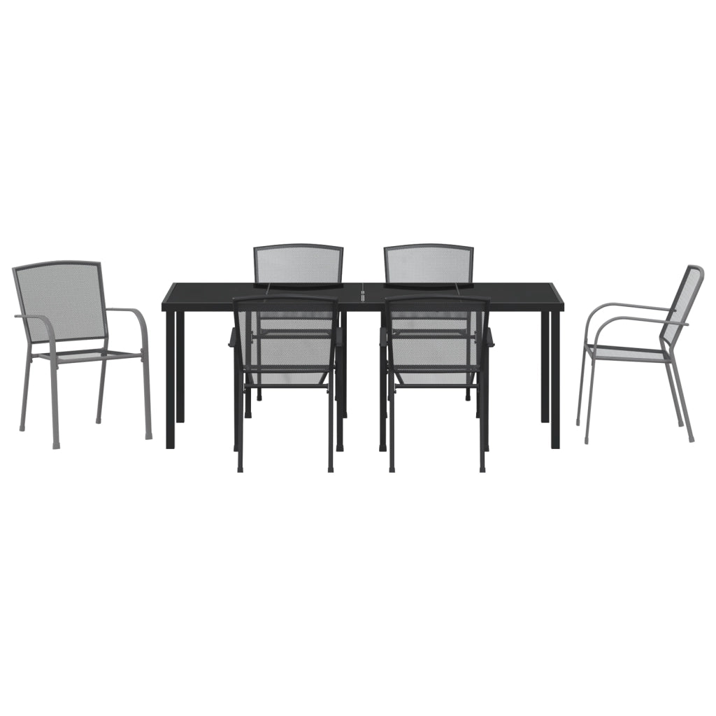 Set da Pranzo da Giardino 7 Pezzi Antracite Acciaio