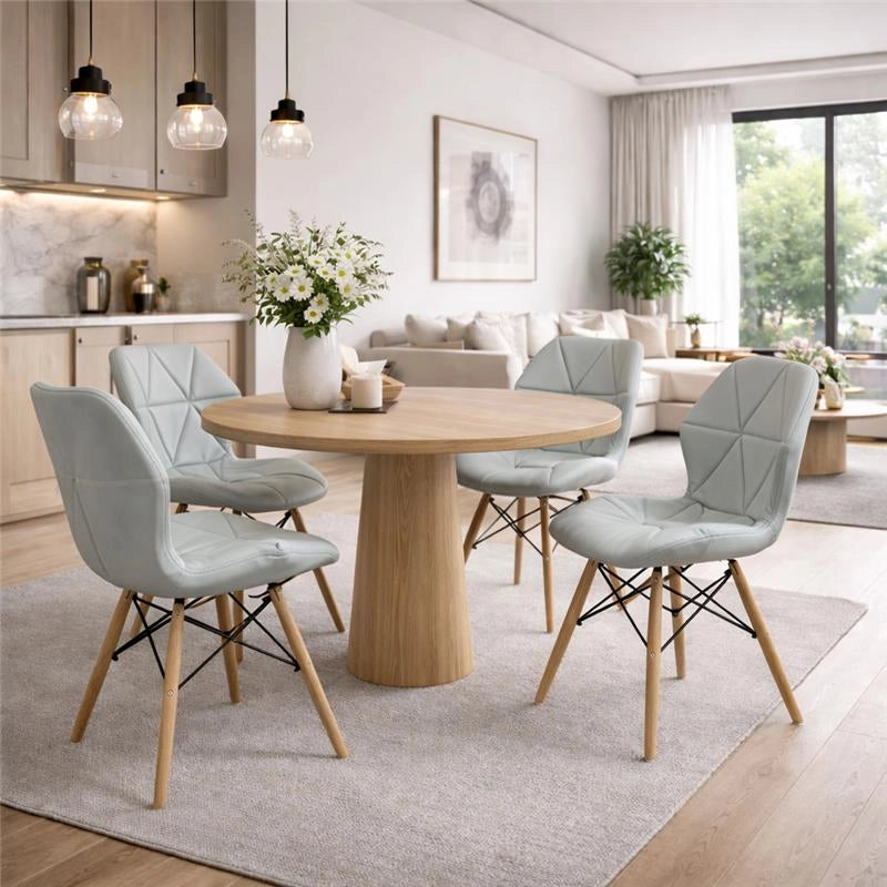 SET 4 SEDIE ANNAPOLIS MODERNA IN ECOPELLE GRIGIA E LEGNO 41 X 49 X H71 CM