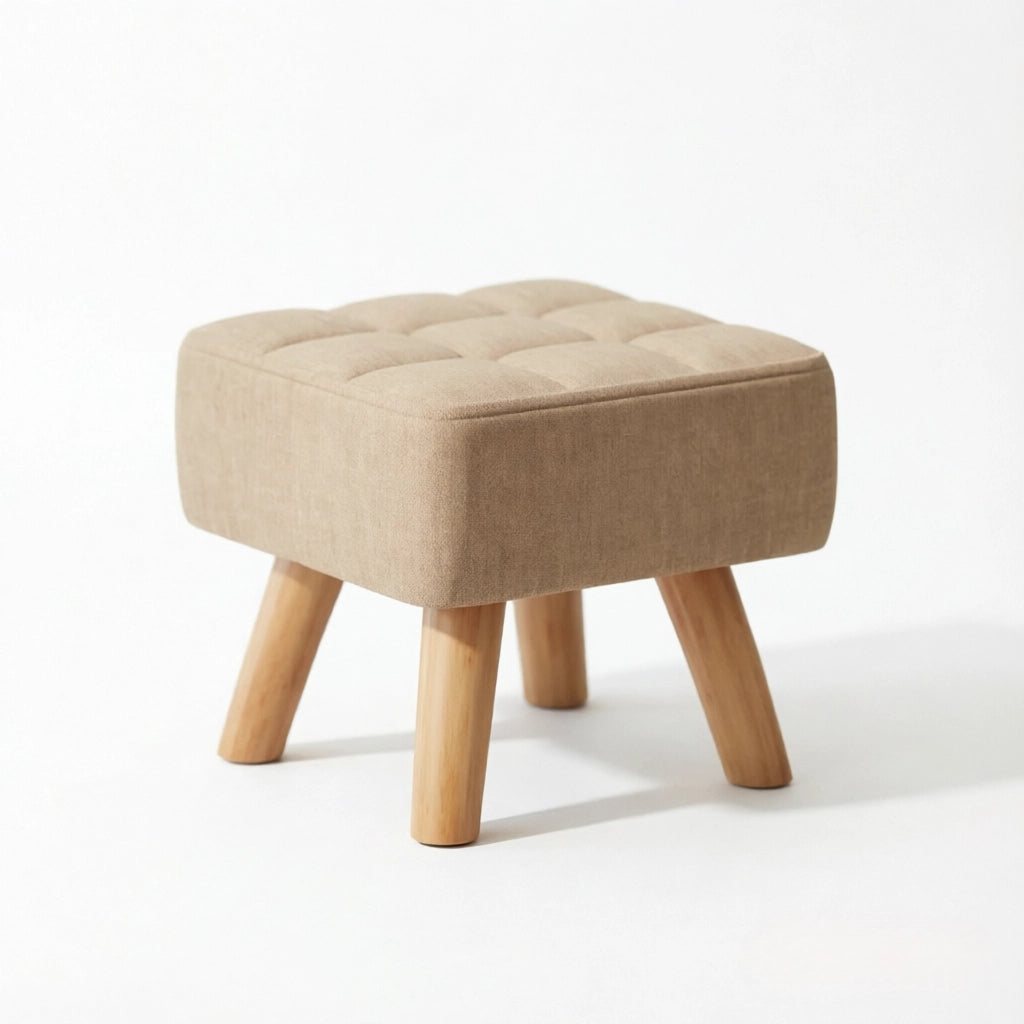 POUF Poggiapiedi 27x27x26 cm Marrone chiaro in lino