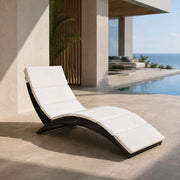 Folding Sun Lounger With Cushion, Poly Rattan, Black