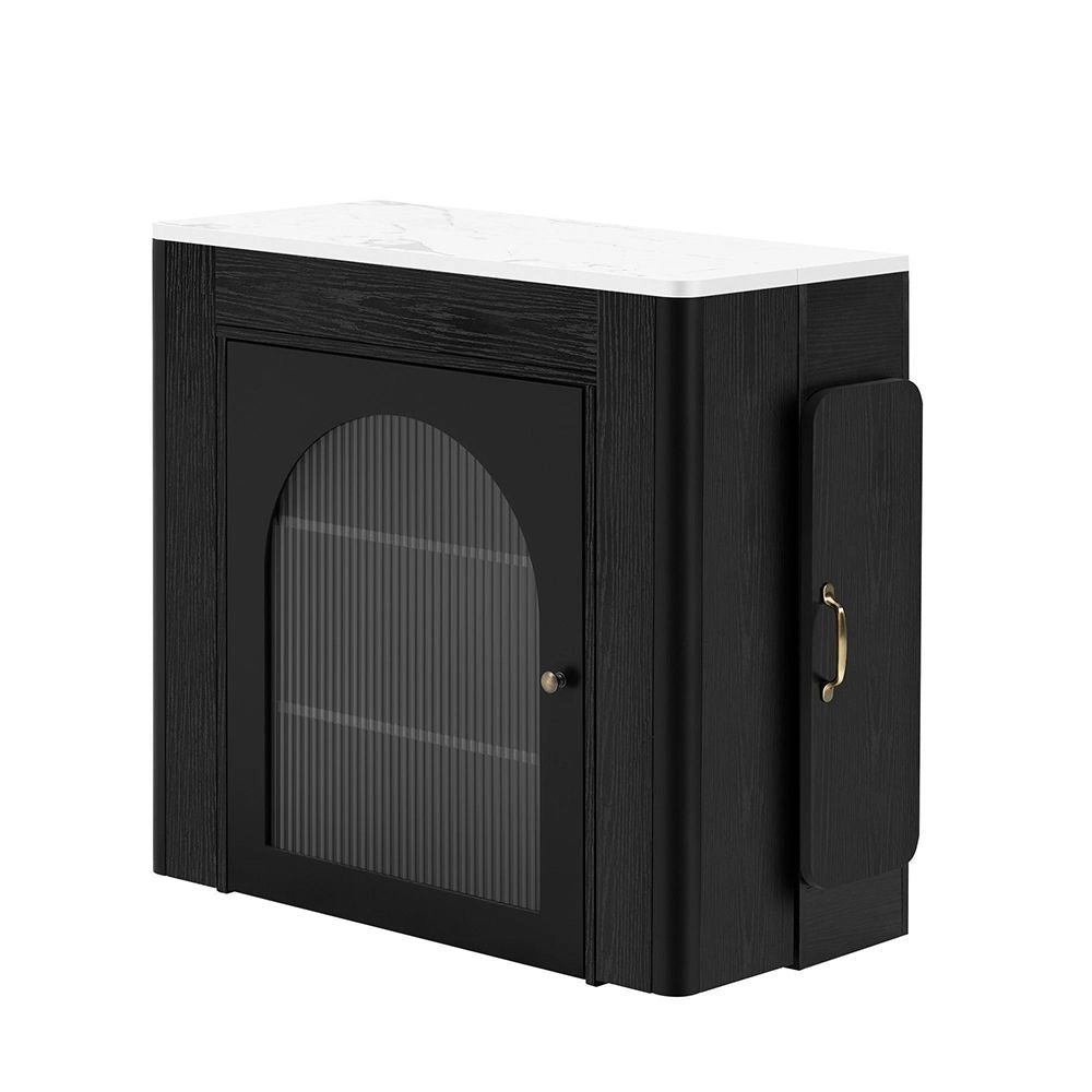 Isola cucina mobile - Xylo - Nero - Con ripiano estraibile e multipresa