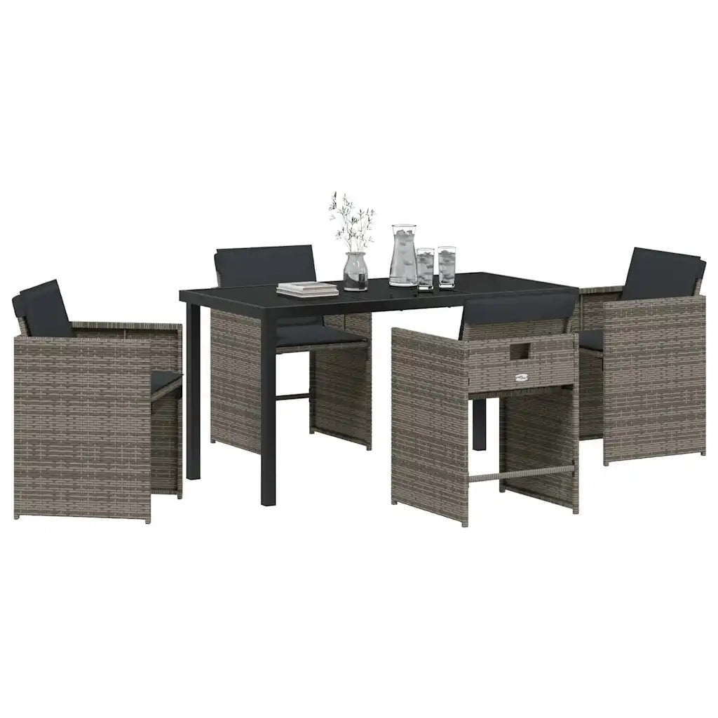 Set da Pranzo per Giardino 5 pcs Grigio polyrattan 3380694