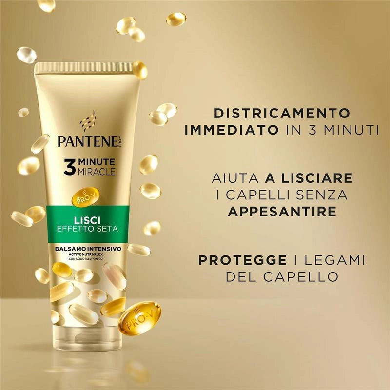 PANTENE BALSAMO INTENSIVO 3 MINUTE MIRACLE LISCI EFFETTO SETA PER CAPELLI CRESPI PRO-V ACTIVE NUTRI-PLEX 220 ML