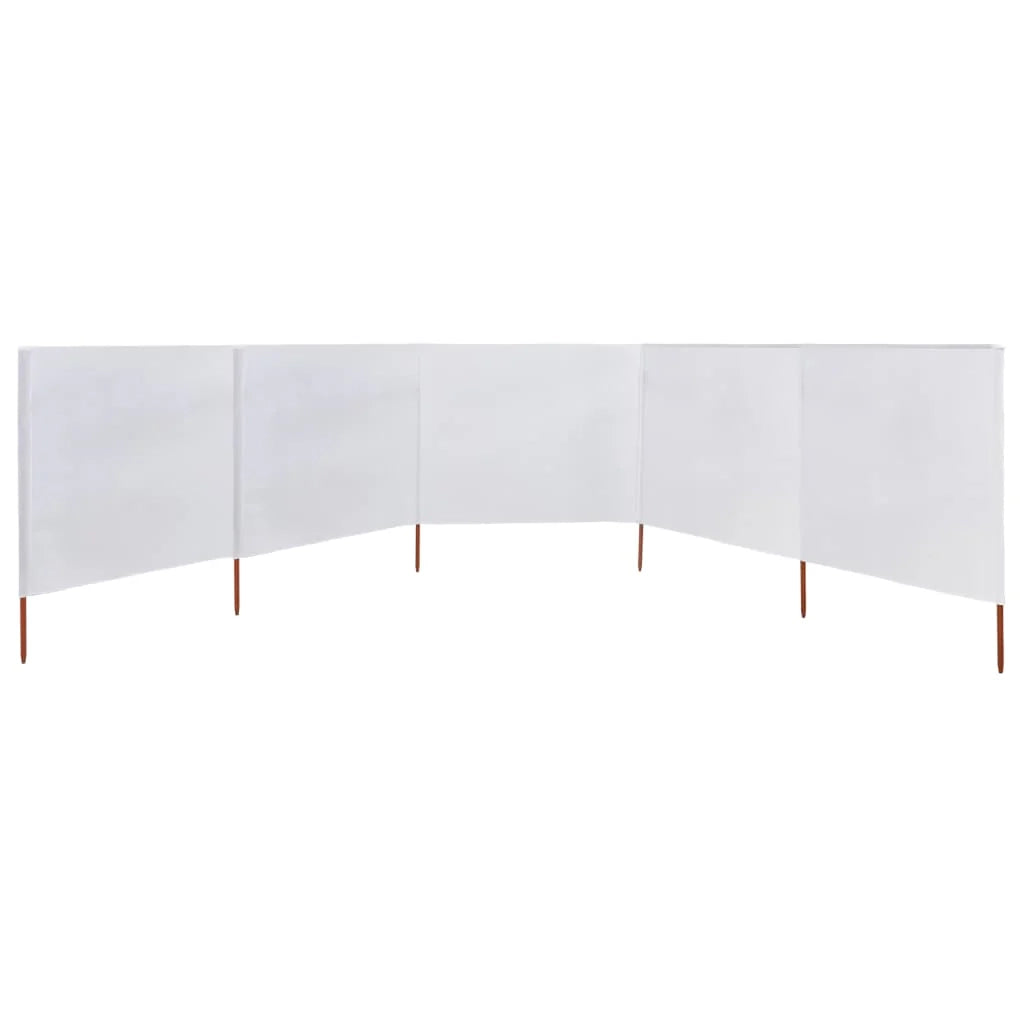 Paravento in tessuto a 5 pannelli 600 x 80 cm bianco sabbia 02_0008831