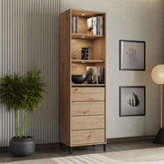Mobile Espositore Calto, Vetrina 4 Ripiani, 55x40x193h cm Marrone Rovere Nodi