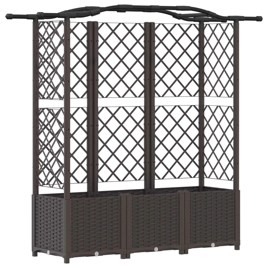 Letto Rialzato con Griglia e Tetto Marrone 163 x 40 x 141 cm PP