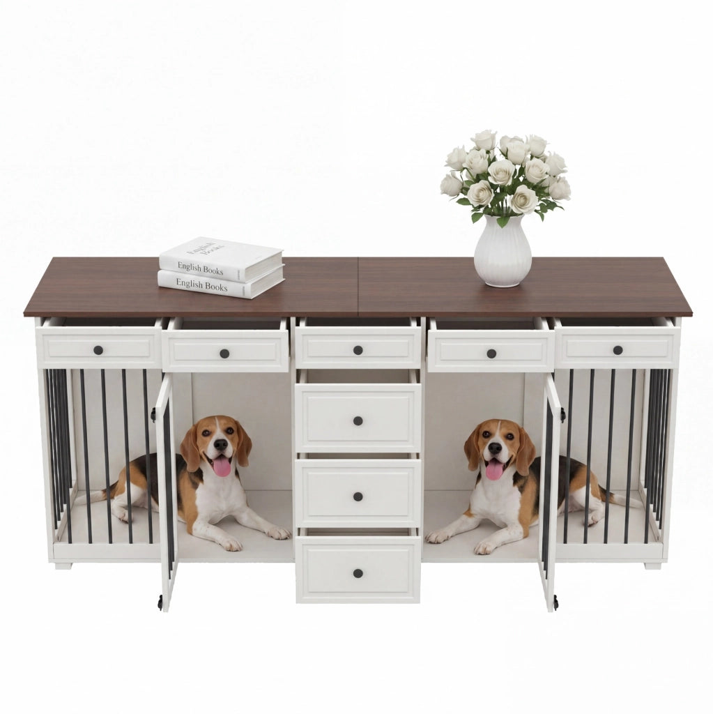 Gabbia per cani da interno con 8 cassetti