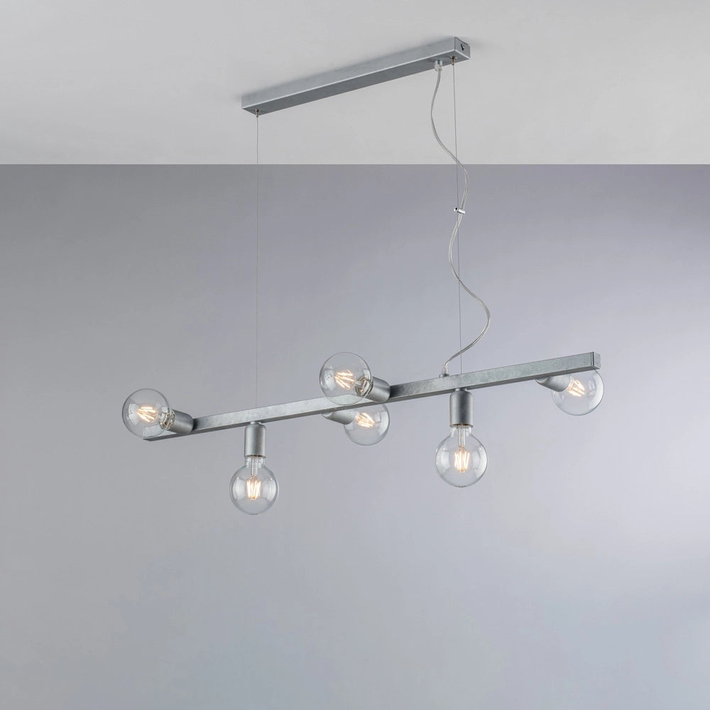Lampadario Contemporaneo Fabian Metallo Argento 6 Luci E27