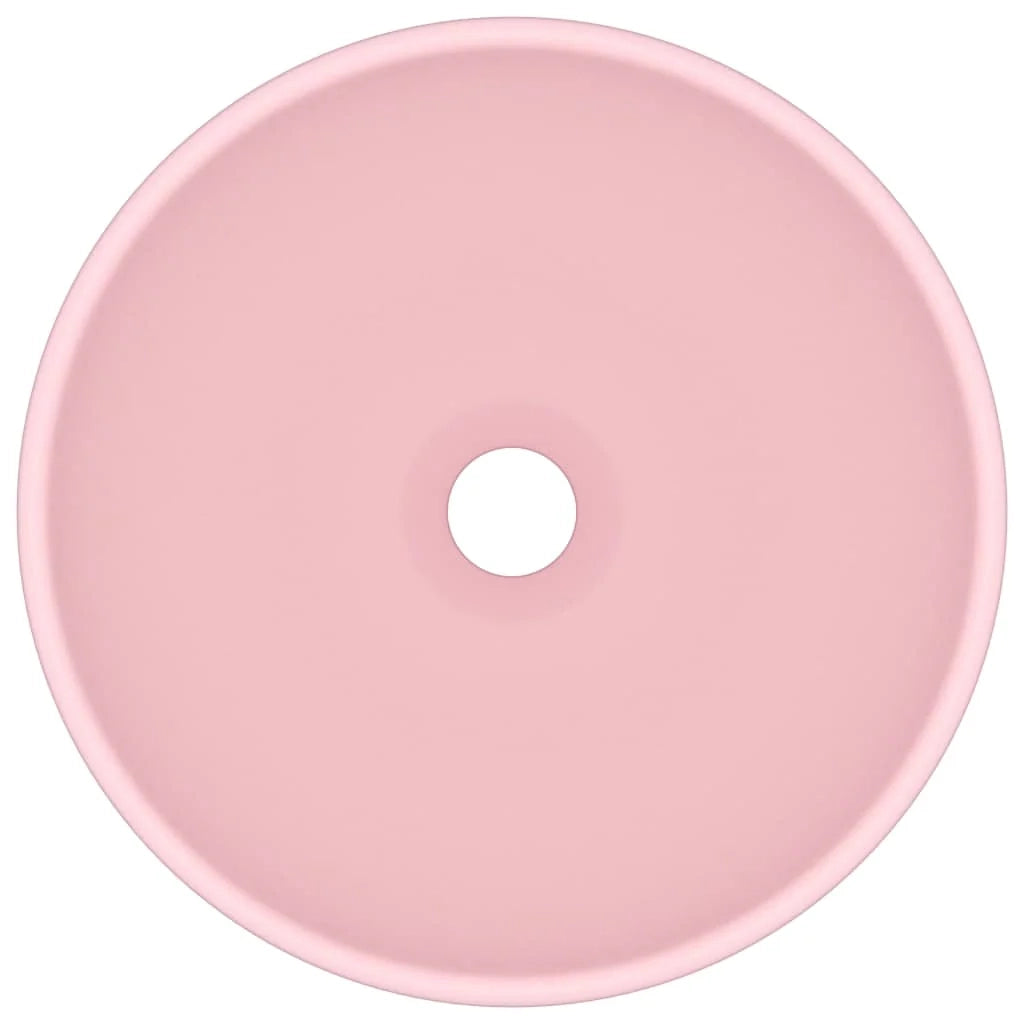Lavabo rotondo di lusso per bagno lavabo da appoggio lavabo interno per cabina cosmetica 32,5 x 14 cm ceramica rosa opaca 02_0002708