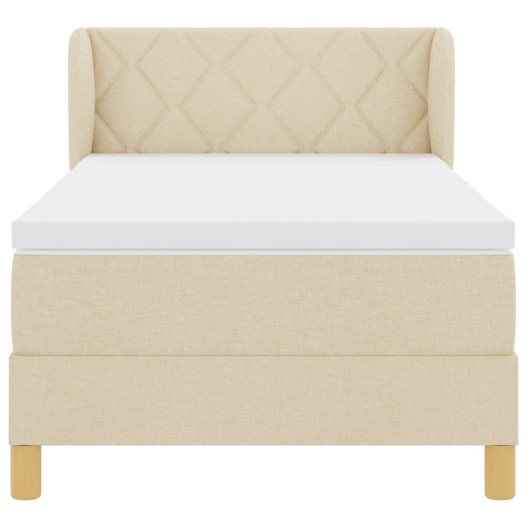 Letto Box Spring con Materasso - Crema 100x200 cm Tessuto