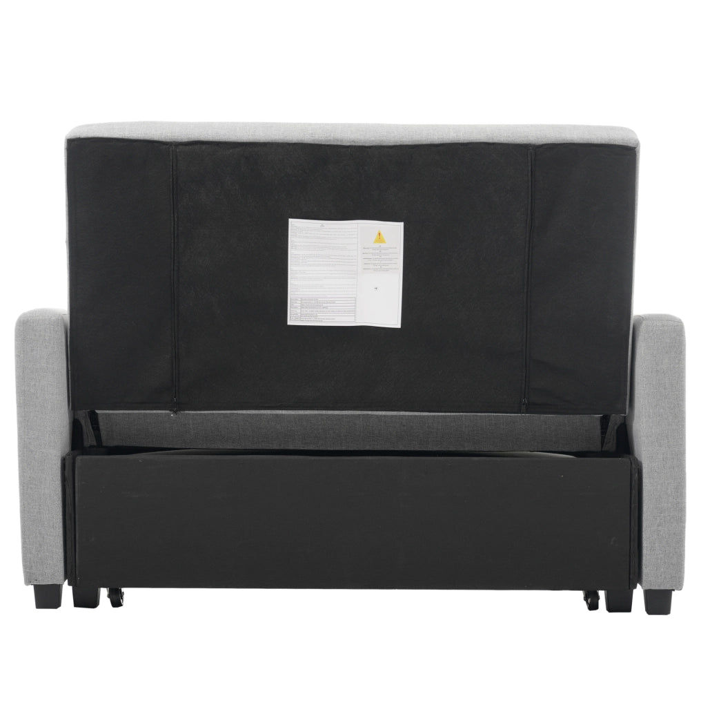 Divano letto 127x75x94 cm con schienale regolabile; in schiuma; grigio antico