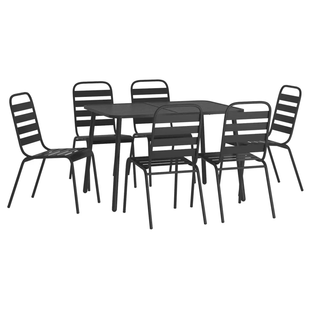 Set da Pranzo da Giardino 7 pz in Acciaio Antracite
