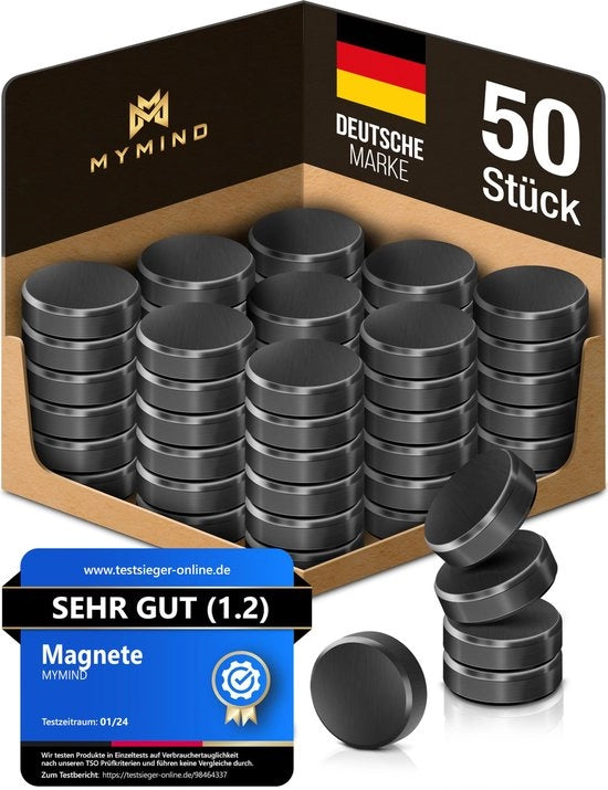 Magnetico extra forte per lavagne, whiteboard e frigoriferi - 50x più forte - piccolo nero - non graffia - magnetico per lavagna 18x5mm