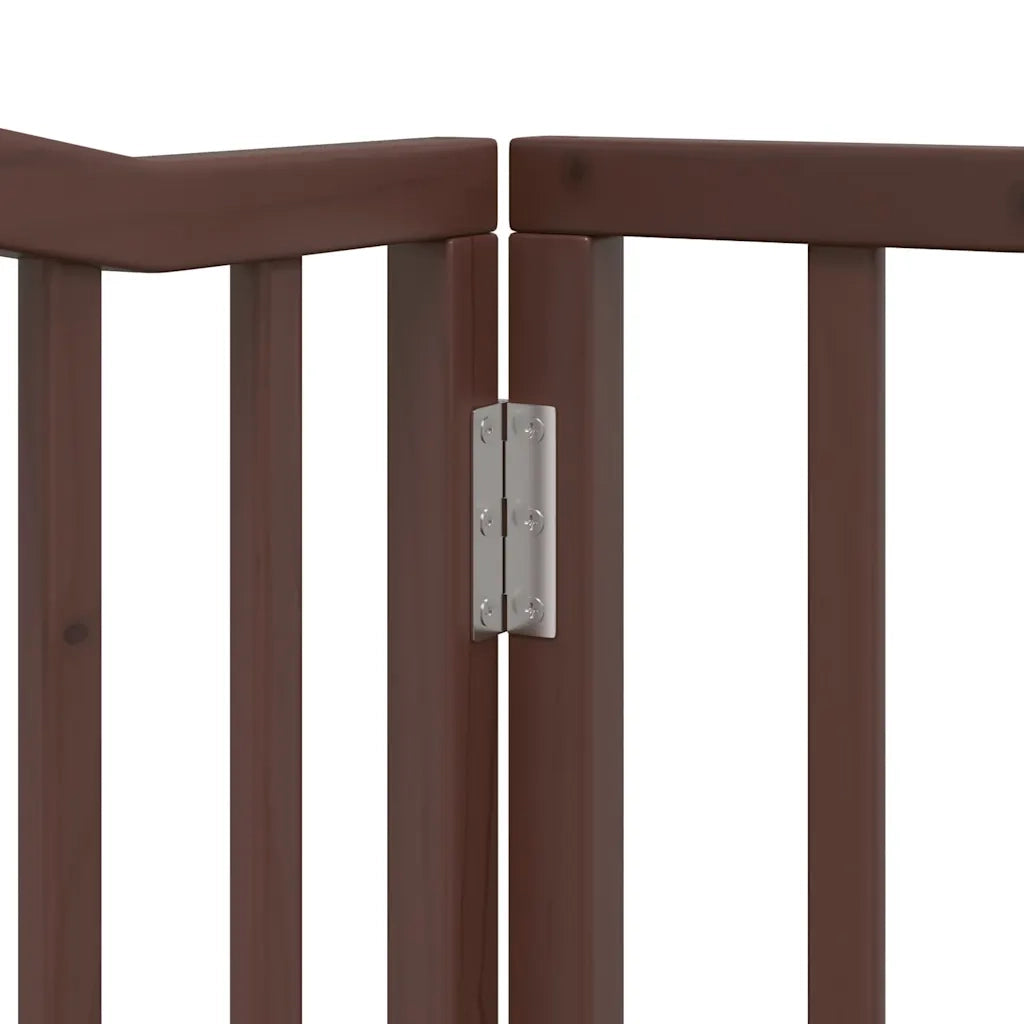 Cancello Cani Porta Pieghevole Marrone 4 Pannelli 320cm Pioppo CFW2200744