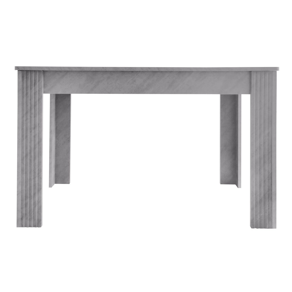 Tavolo da pranzo rettangolare con 4 gambe stabili, effetto venatura legno, in truciolato, grigio