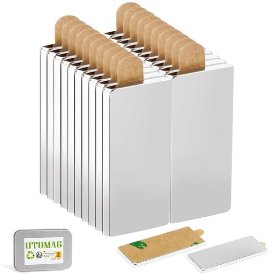 Pacchetto con 20 magneti adesivi 30 x 10 x 1 mm, magneti neodimio, piastre magnetiche adesive piane, magneti terrestri rari per lavagne bianche, frigoriferi, foto, lavagne magnetiche, attrezzi per hobby, persiane