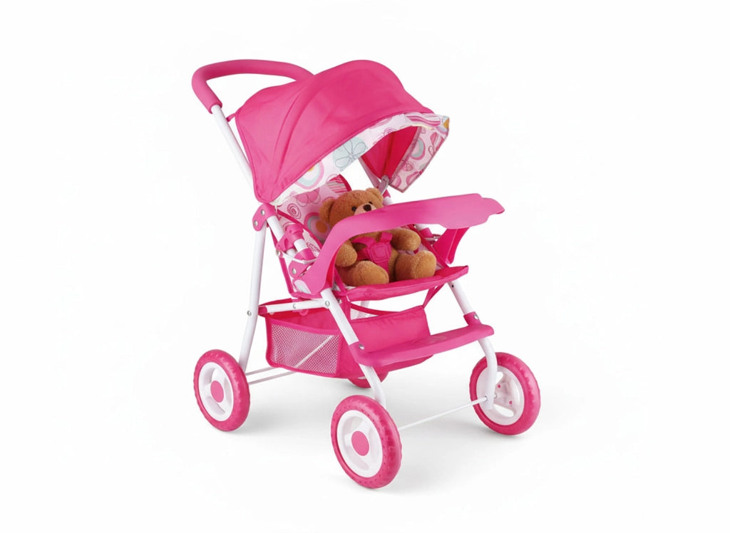 Passeggino per Bambole Richiudibile in Metallo 54x26x50cm Spring Rosa