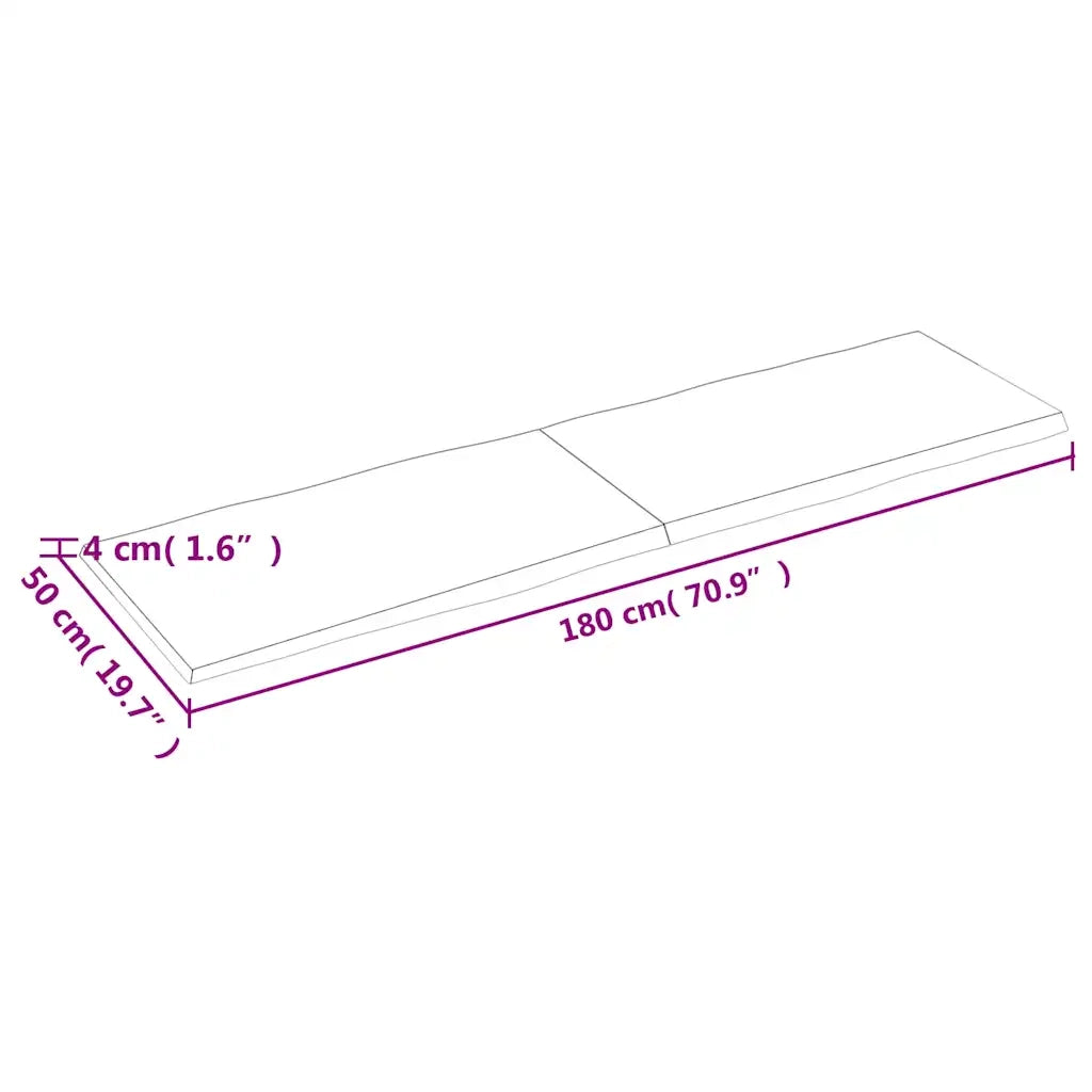 vidaXL Piano Tavolo Marrone Scuro 180x50x(2-4) cm Rovere Non Trattato