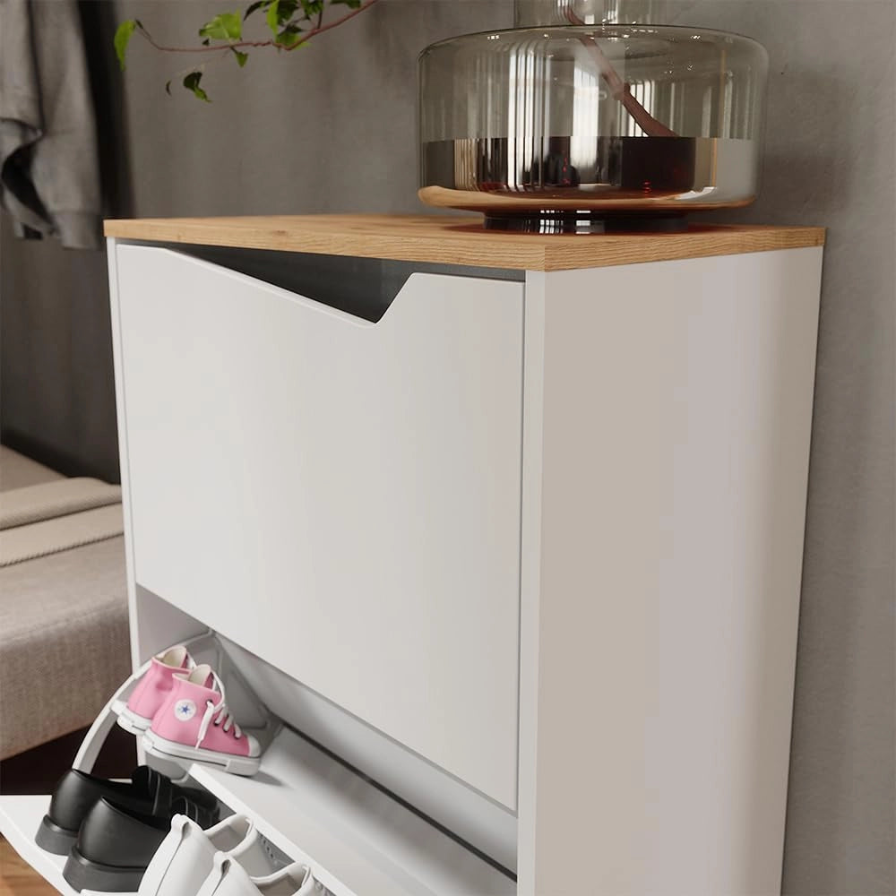 Scarpiera da ingresso Marelle, Bianco/Artisan, 60 x 91.6 cm con 2 scomparti