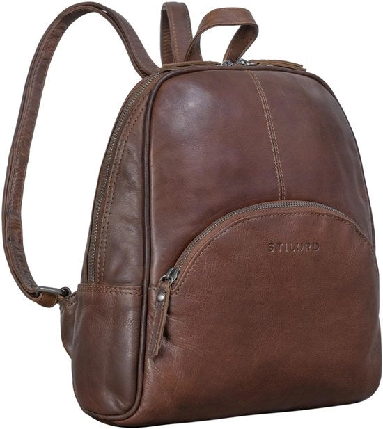 Borsa da Città in Pelle Vera con Chiusura Anti-furto per Donne Borsa da Viaggio in Pelle Vera, Modello: Margot, Dimensioni: (non specificato), Materiale: Pelle Vera, Colore: marrone scuro - marrone chiaro