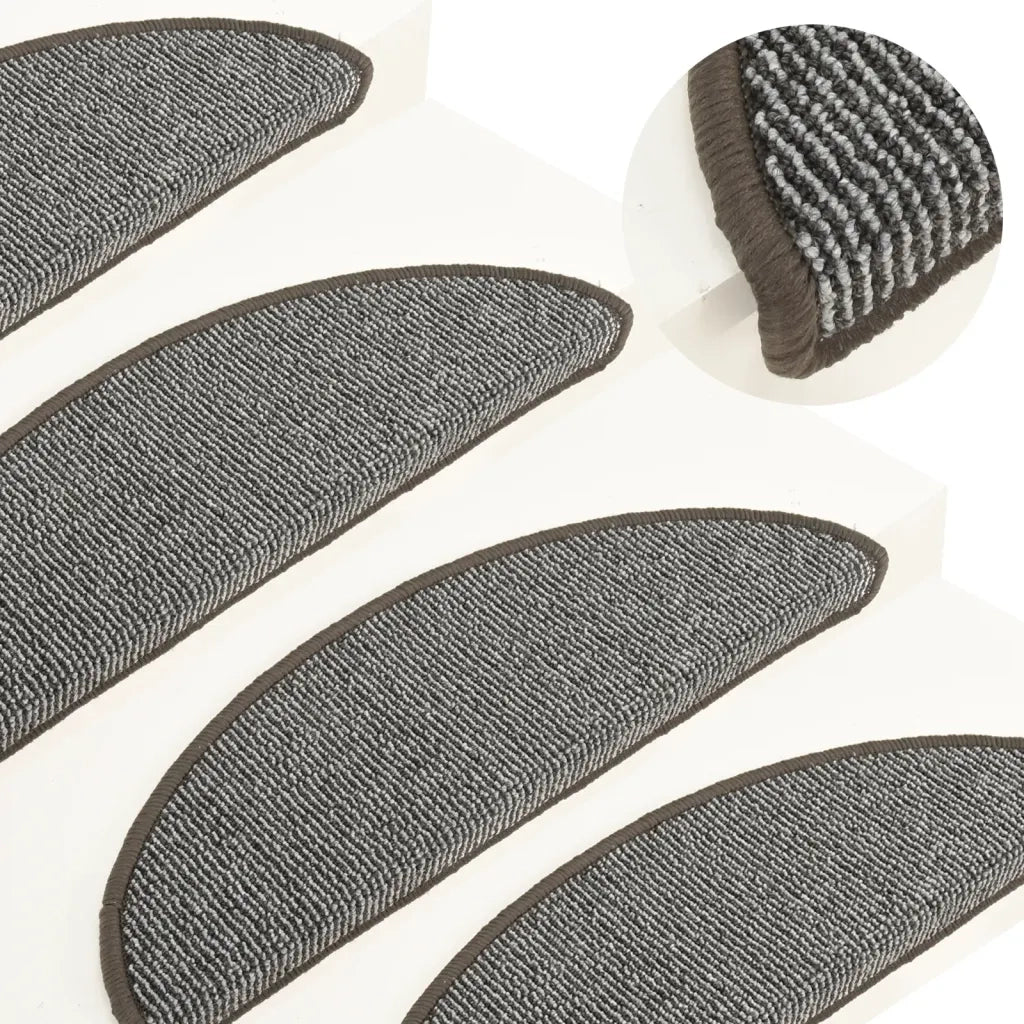 Tappetini per scale 15 pz | Gradini per Scale 56x17x3 cm Grigio Semicircolari