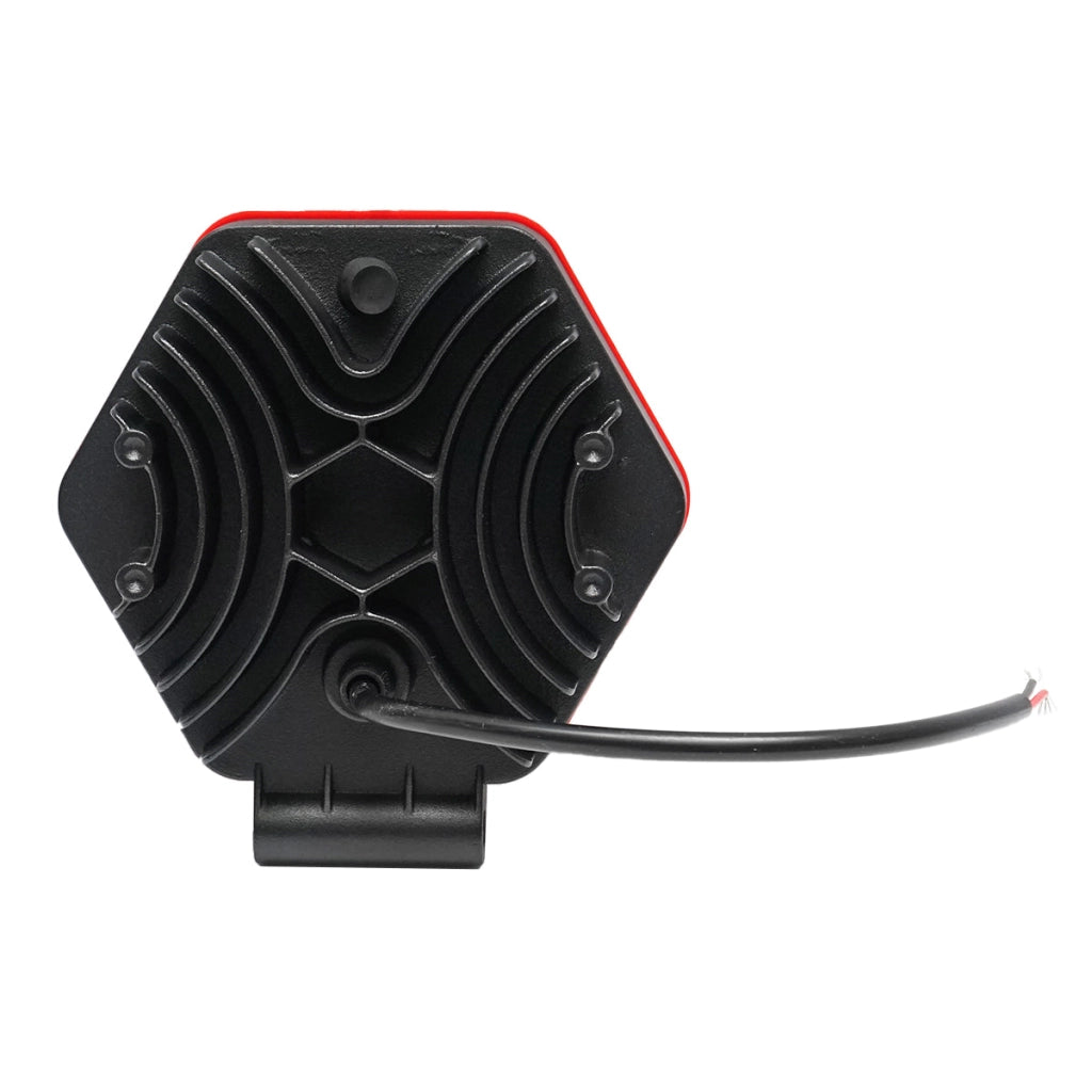 Lampada proiettore con griglia in plastica rossa tipo spot, 16 LED, DC 10-80V, 48W, angolo di radiazione 30°, Breckner Germany