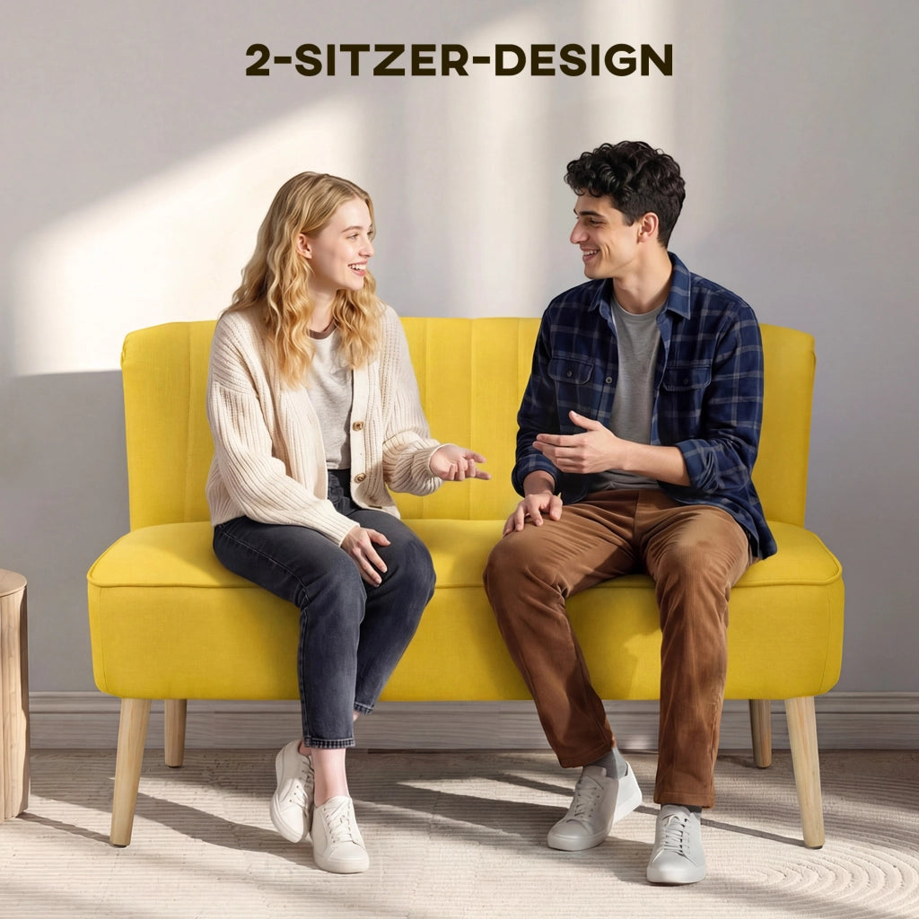 Divano 2 posti imbottito tessuto antimacchia ¨C zephmum ¨C giallo 117x56.5x77 cm