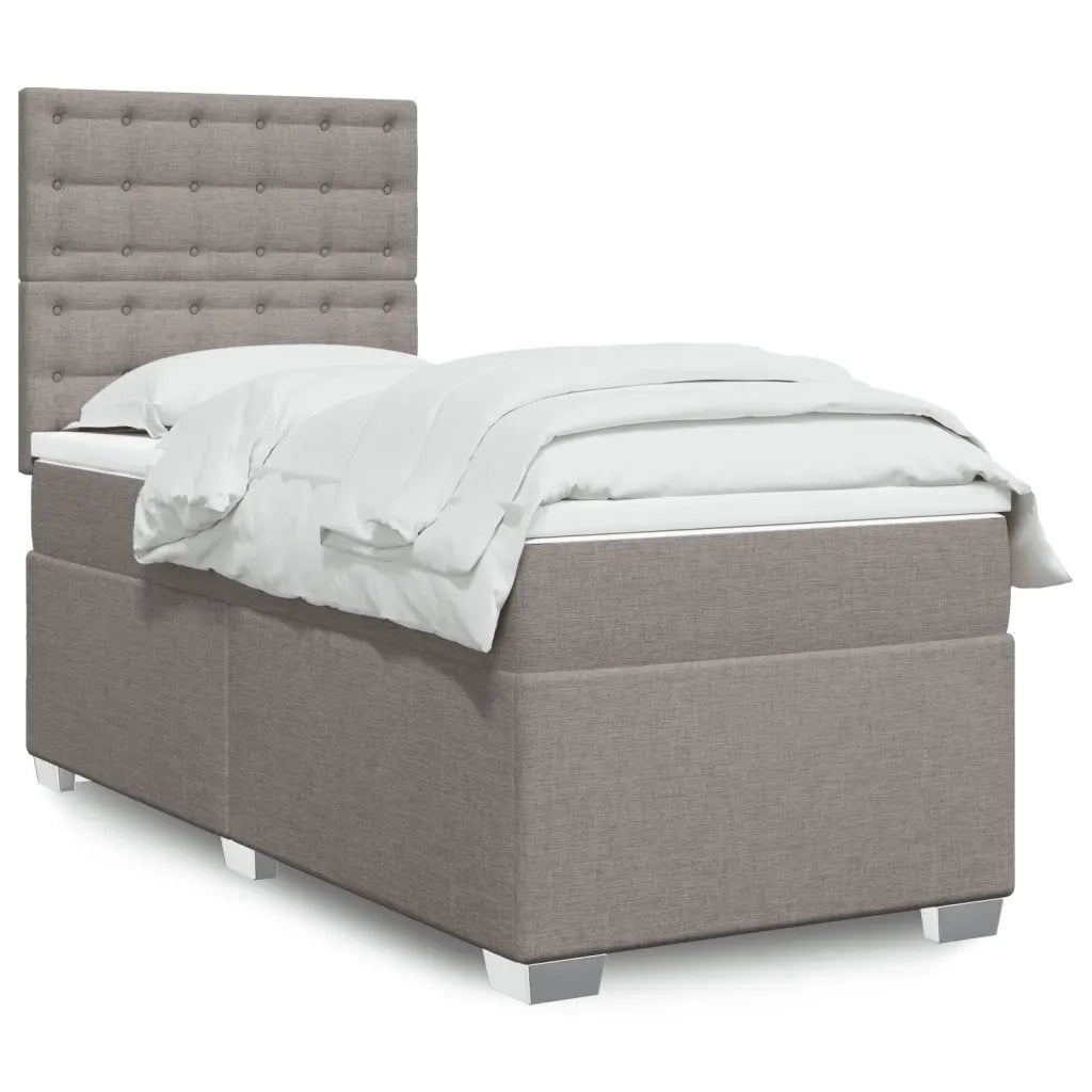 vidaXL Giroletto a Molle con Materasso Tortora 90x190 cm in Tessuto
