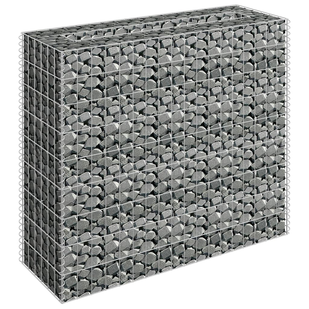 Aiuola rialzata per piante e fiori realizzata in gabbione di acciaio zincato 90 x 30 x 90 cm 02_0001315