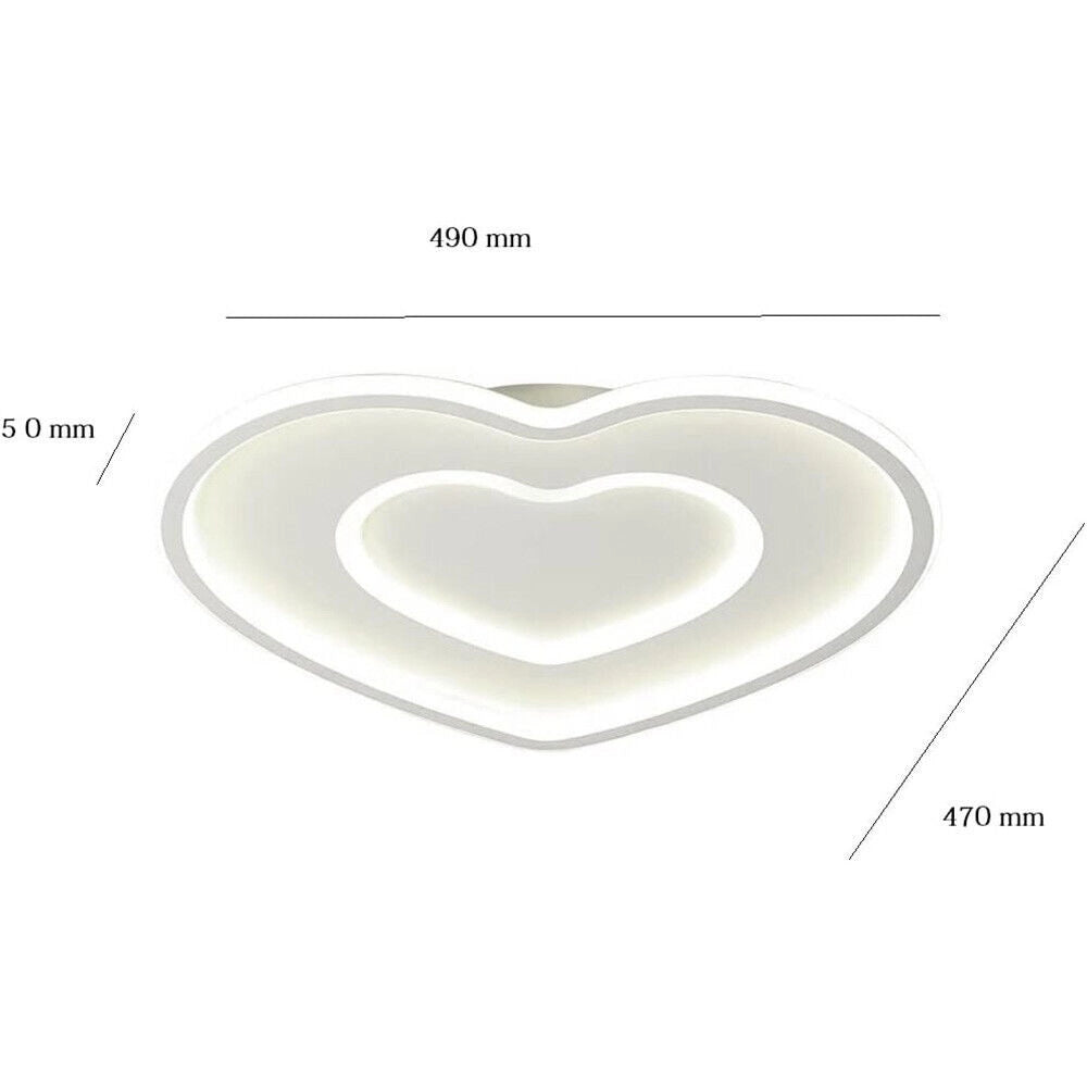 Trade Shop - Plafoniera Led Da Soffitto Design Moderno Forma Cuore C19-3c 54w 4320lm Luce Regolabile -