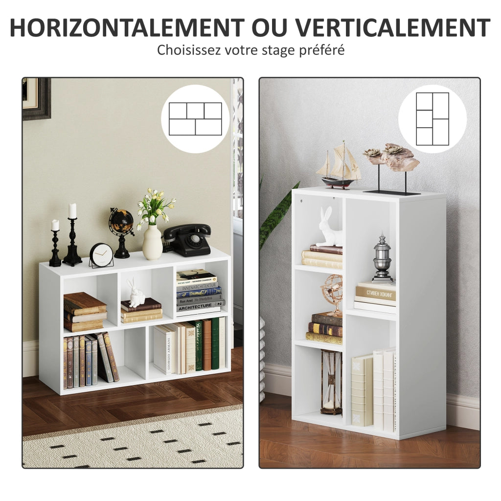 Libreria scaffale aperti 5 scomparti ¨C zephmum ¨C bianco 50x24x80cm