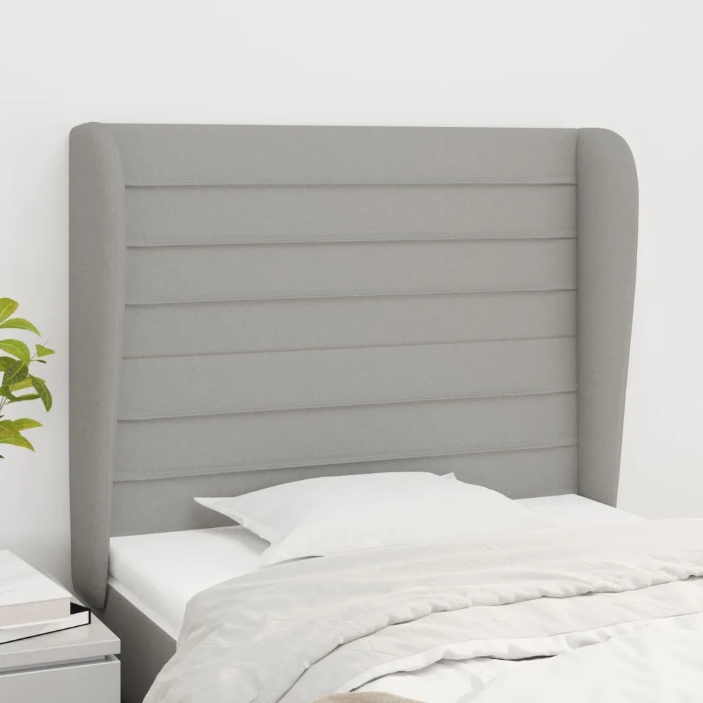 Testiera | Testata ad Orecchio Grigio Chiaro 93x23x118/128 cm in Tessuto