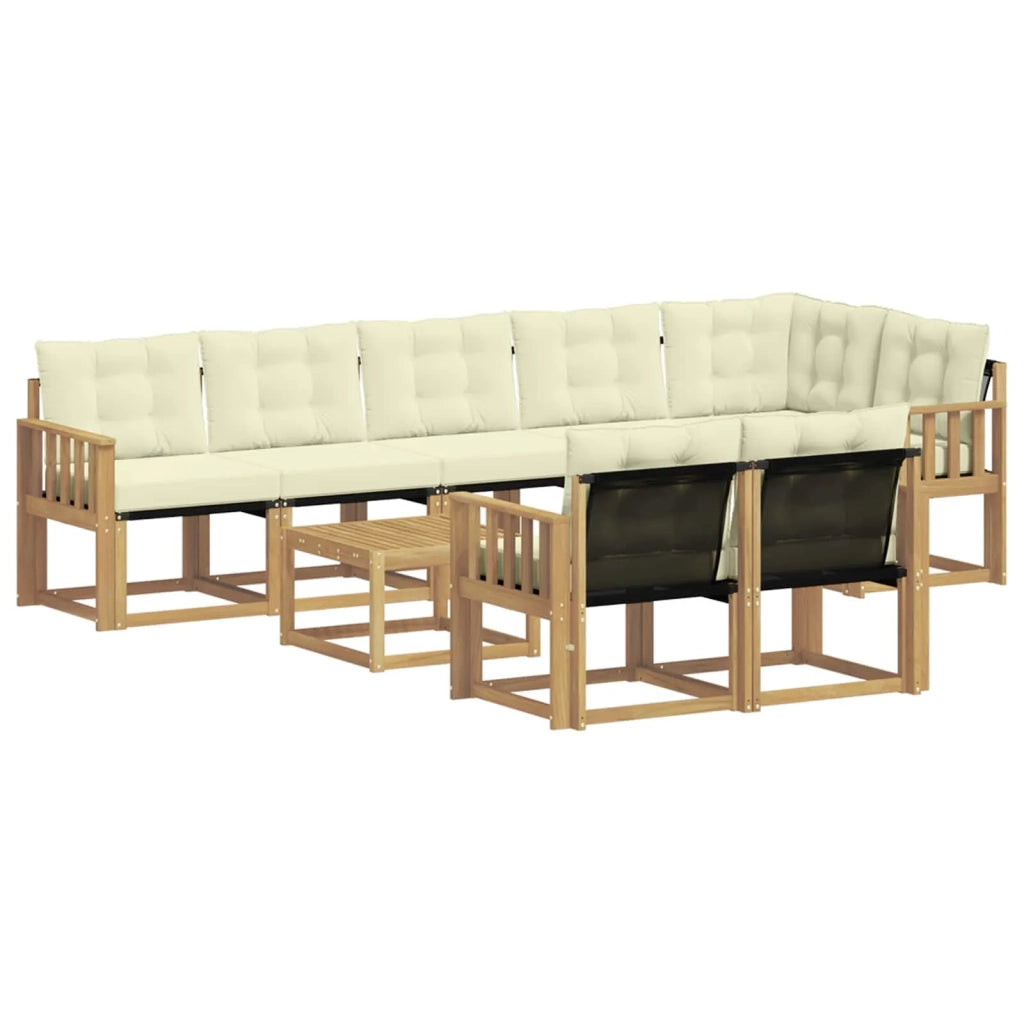 Set di divani da esterno con cuscino 9 pcs Bianco e Crema