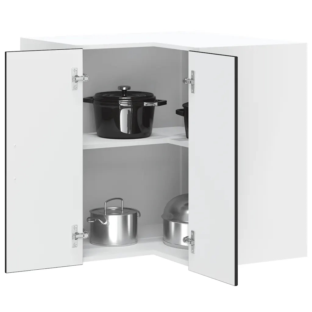 Pensile da Cucina ad Angolo-Mobile Cucina da Parete Lucca Nero in Legno Multistrato