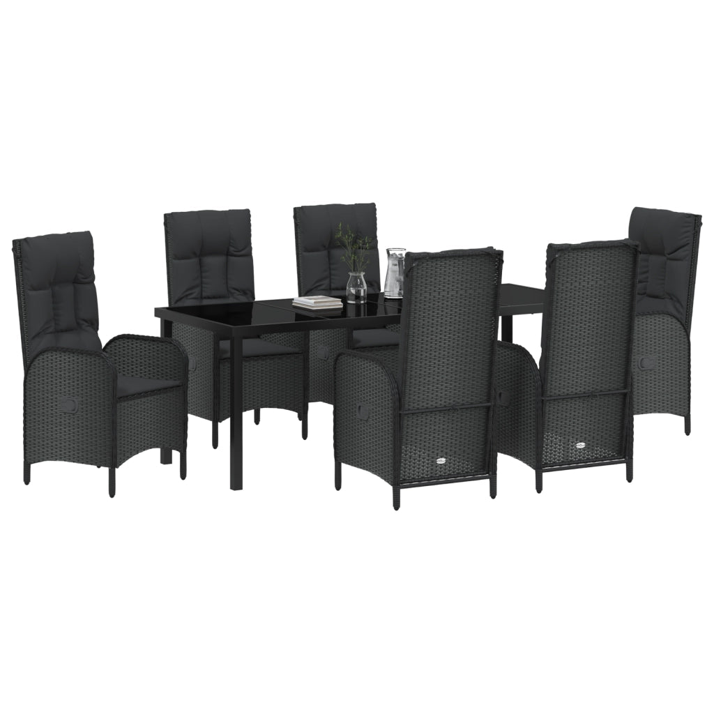 Set di Arredamento da Giardino 7 Pezzi Nero Rattan Polimerico