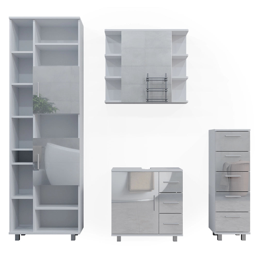 Vicco Set mobili bagno Bianco lucido 4 parti