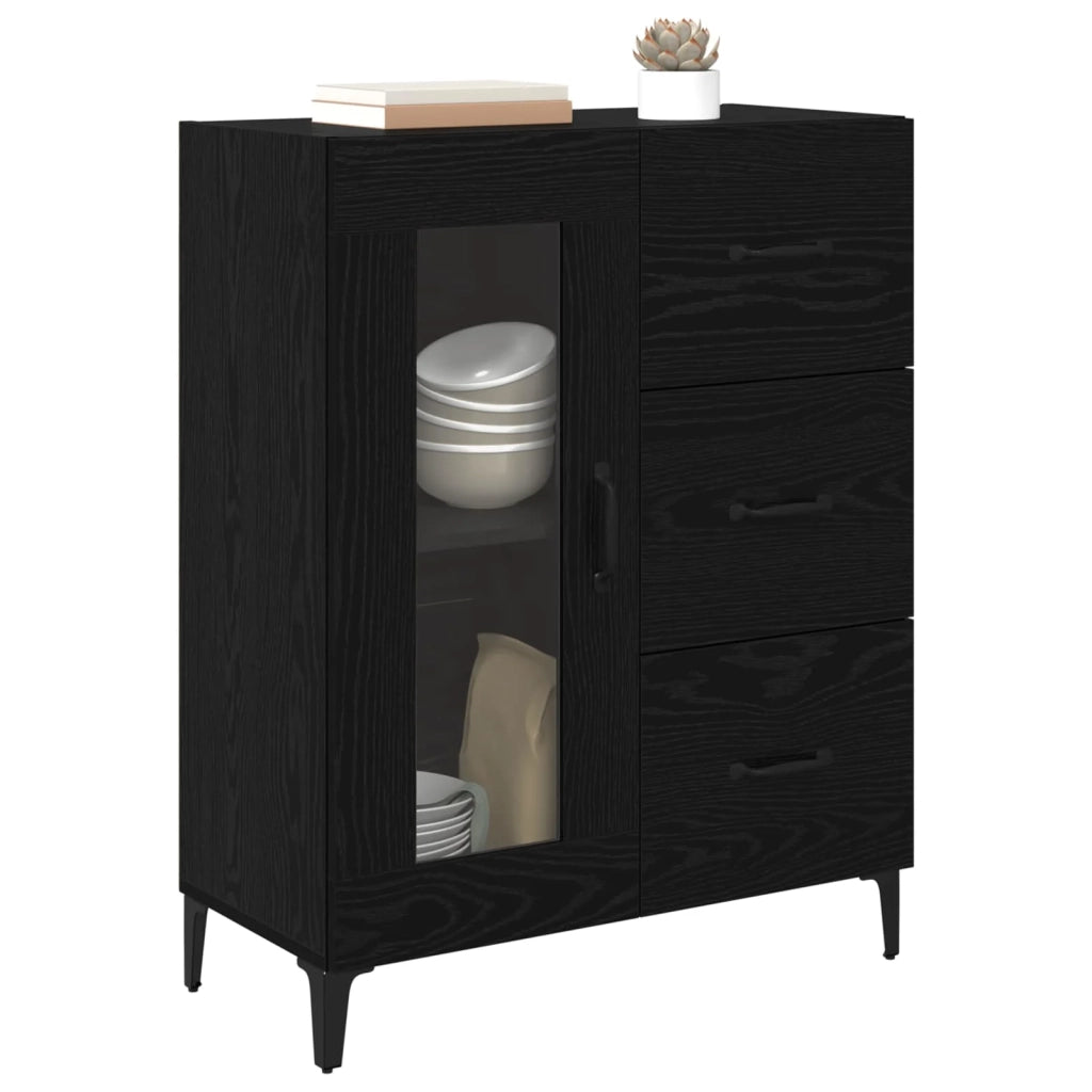 Credenza con cassetto Rovere Nero 69,5 x 34 x 90 cm
