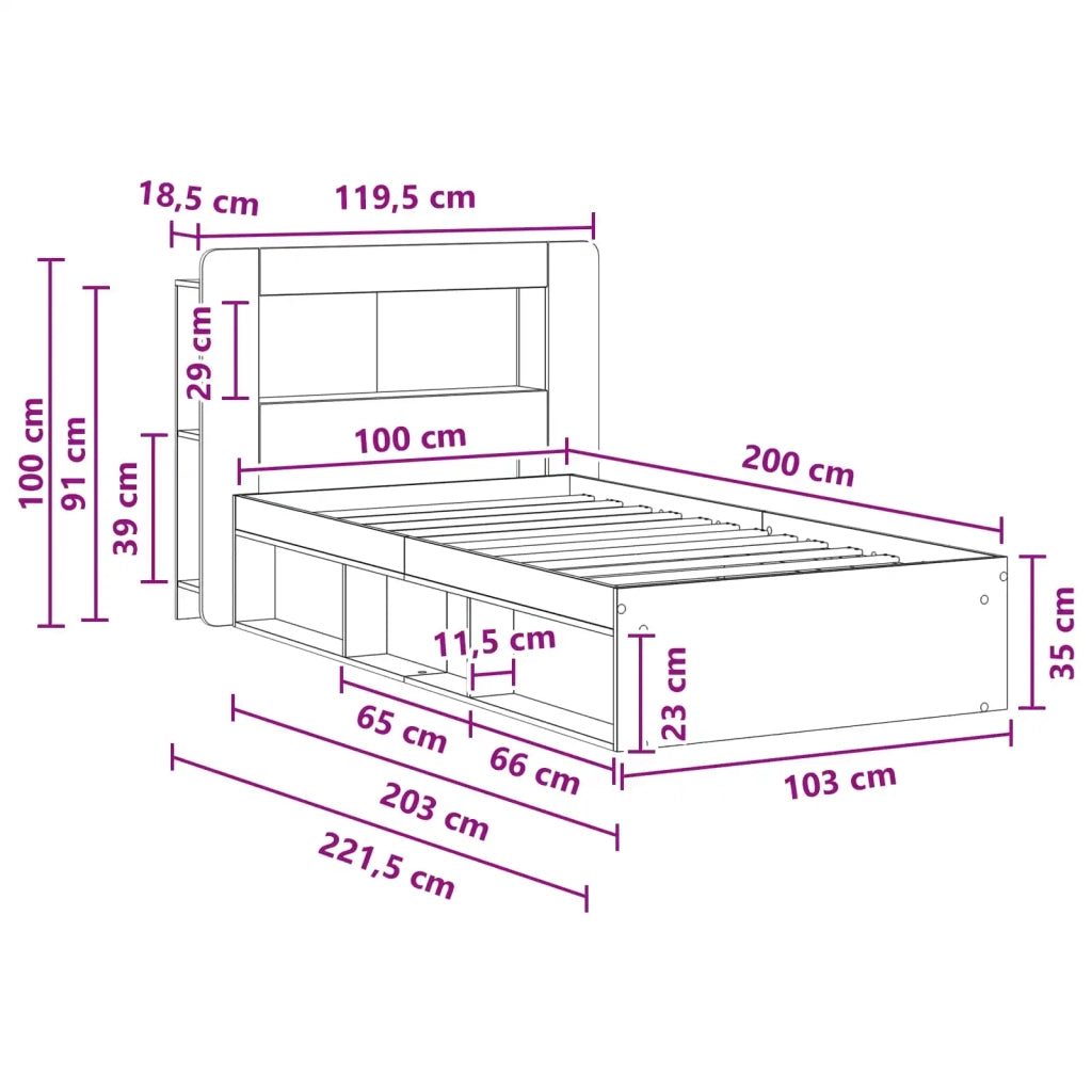 Telaio del letto con storage Legno antico 100 x 200 cm 3433450