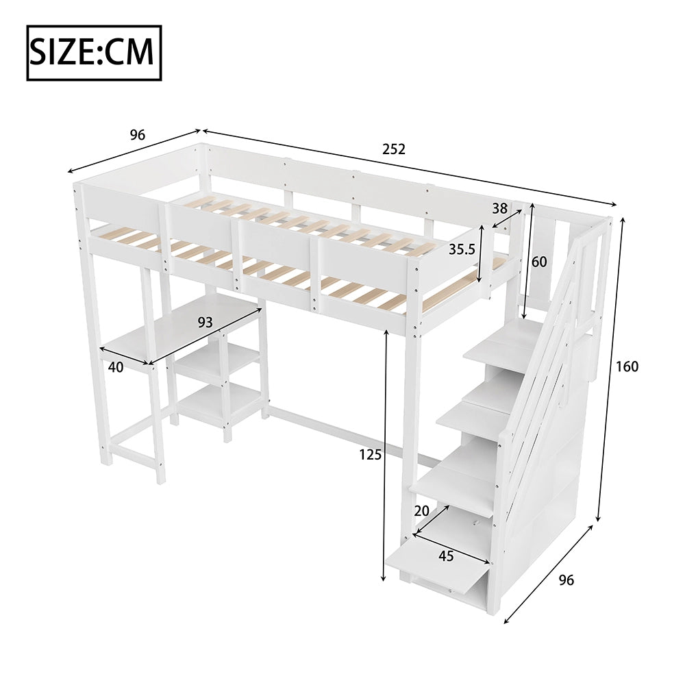 Letto a castello - Xylo - 90x200 cm pino contenitore bianco