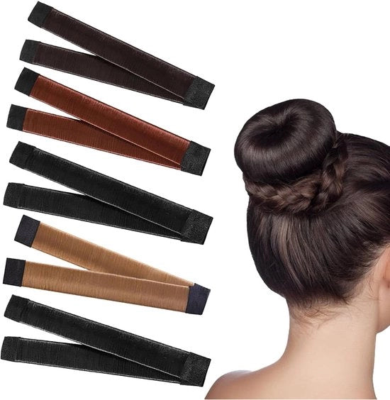 Set di aiuti per capelli in cinque colori - Fattore per capelli - Aiuto per la trama - Anelli per nodi - Strumenti per donut, snap e roll - Bun per capelli - Adatto per capelli lunghi e spessi