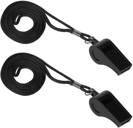 Flauto sportivo da 2 pezzi - Flauto in plastica - Flauto da allenamento con corda di trasporto - Flauto da arbitro con alta voce - Flauto per emergenze - Dimensioni 51x21x17mm - Piccolo flauto da allenamento