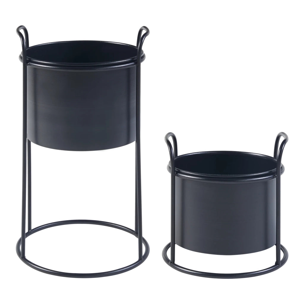 Set di 2 portavasi di diverse dimensioni metallo nero 03_0010595