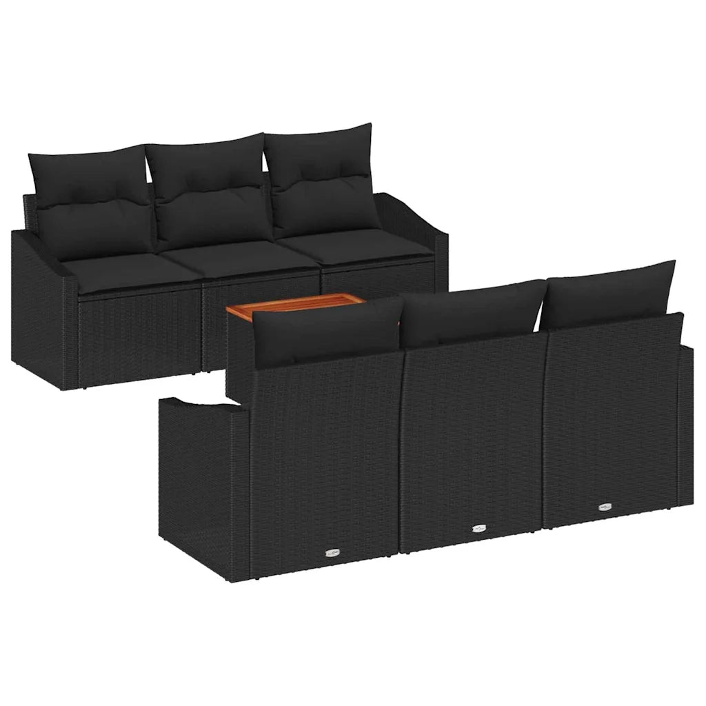 Set Divano da Giardino con archiviazione 7 pcs Nero polyrattan 3356448