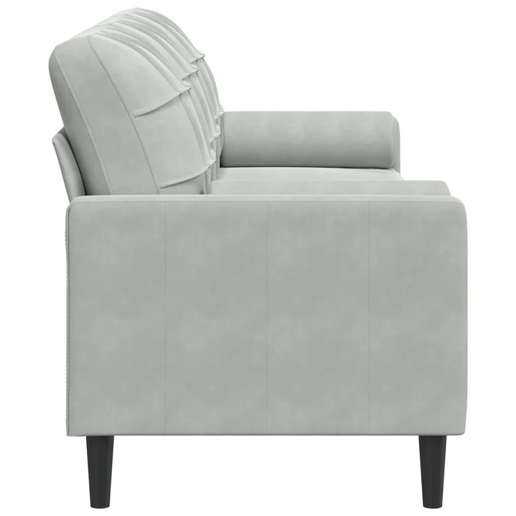 Divano a 3 Posti con Cuscini Grigio Chiaro 210 cm in Velluto 3278239