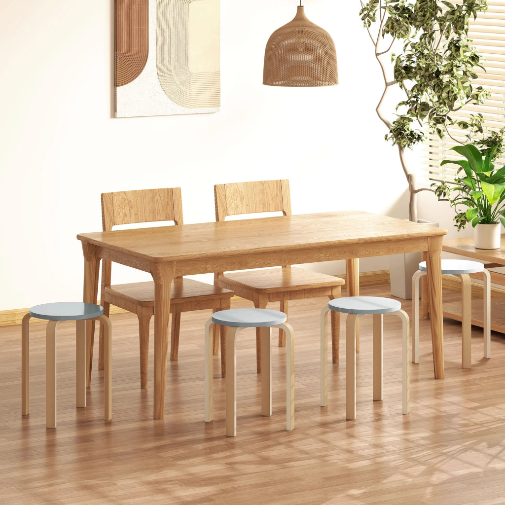 Set 4 Sgabelli Rotondi e Impilabili Ø40x45 cm in Legno Grigio