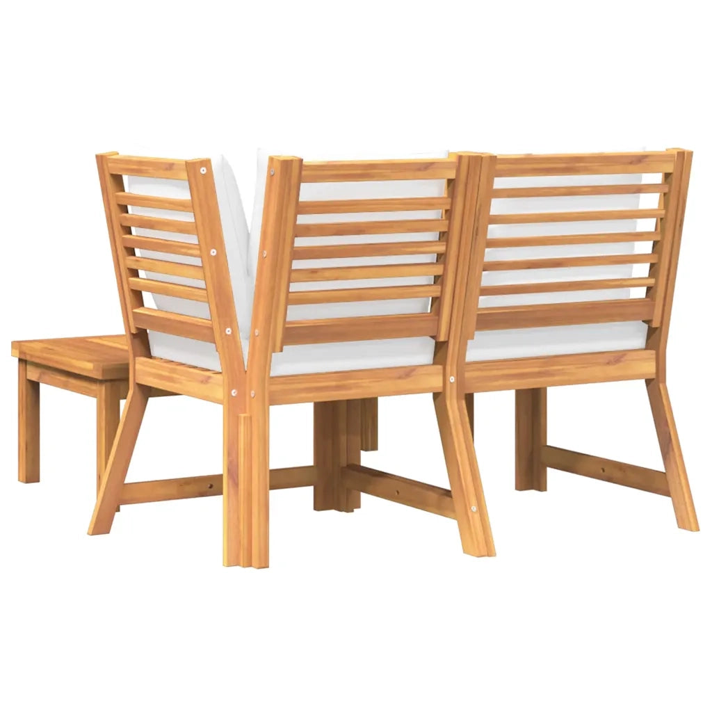 Salotto da Giardino-Set Divani da Giardino 3 pz con Cuscini Crema in Legno Acacia 327783