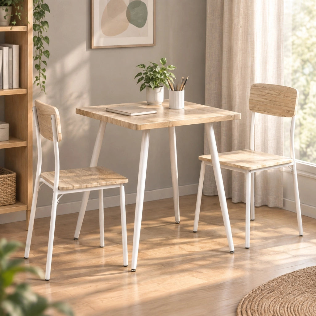 Set tavolo da pranzo con 2 sedie in MDF naturale