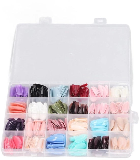 Nageli 576 Stuks - Druk op Nagels - Forma di Mandorla - Colore Liscio - Copertura Completa - Facile da Indossare
