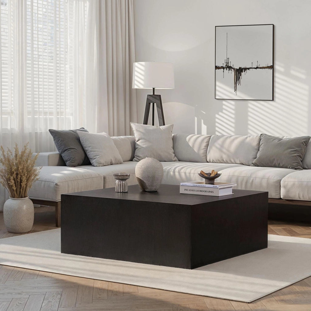 Tavolino "Prizma" in MDF - 90 x 90 x 35 cm - Legno nero