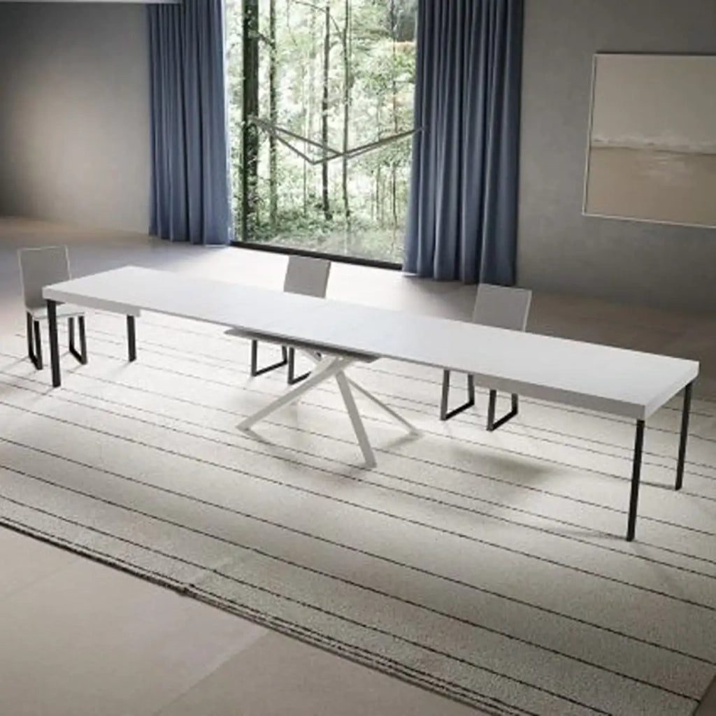 Tavolo allungabile 180/440x90 cm Niket colore bianco frassino gambe bianche